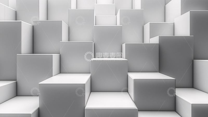 高清大图下载【趣麦麦图】抽象白色立方体背景