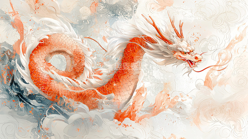 高清大图下载【趣麦麦图】水墨风格中国龙