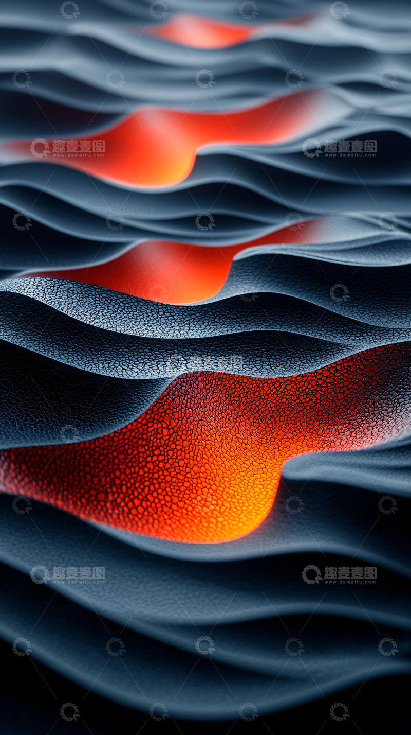 高清大图下载【趣麦麦图】抽象波浪红色发光