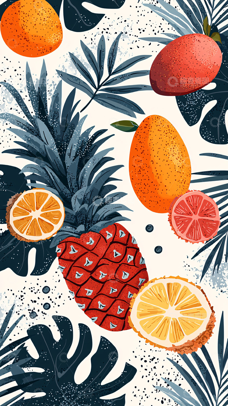 高清大图下载【趣麦麦图】热带水果插画