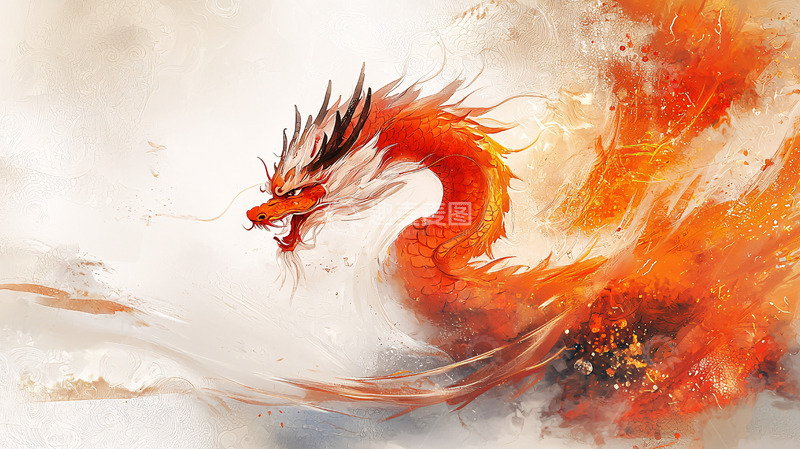 高清大图下载【趣麦麦图】水墨写意火龙