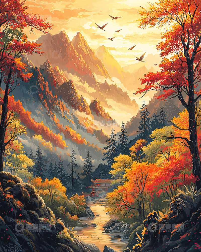 高清大图下载【趣麦麦图】秋日山谷景色