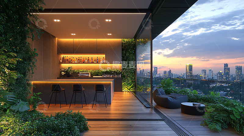 高清大图下载【趣麦麦图】现代简约空中花园酒吧