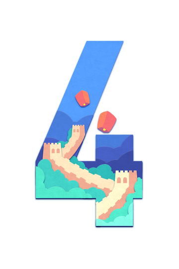 9创意数字北京印象长城放飞孔明灯