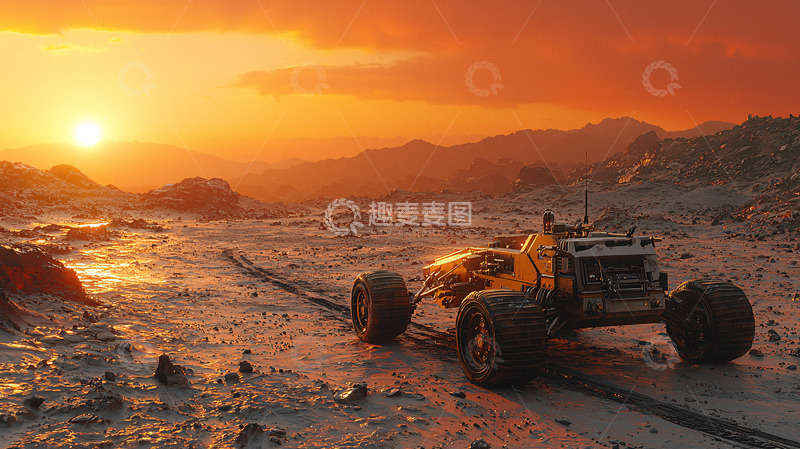 高清大图下载【趣麦麦图】火星探测车日落