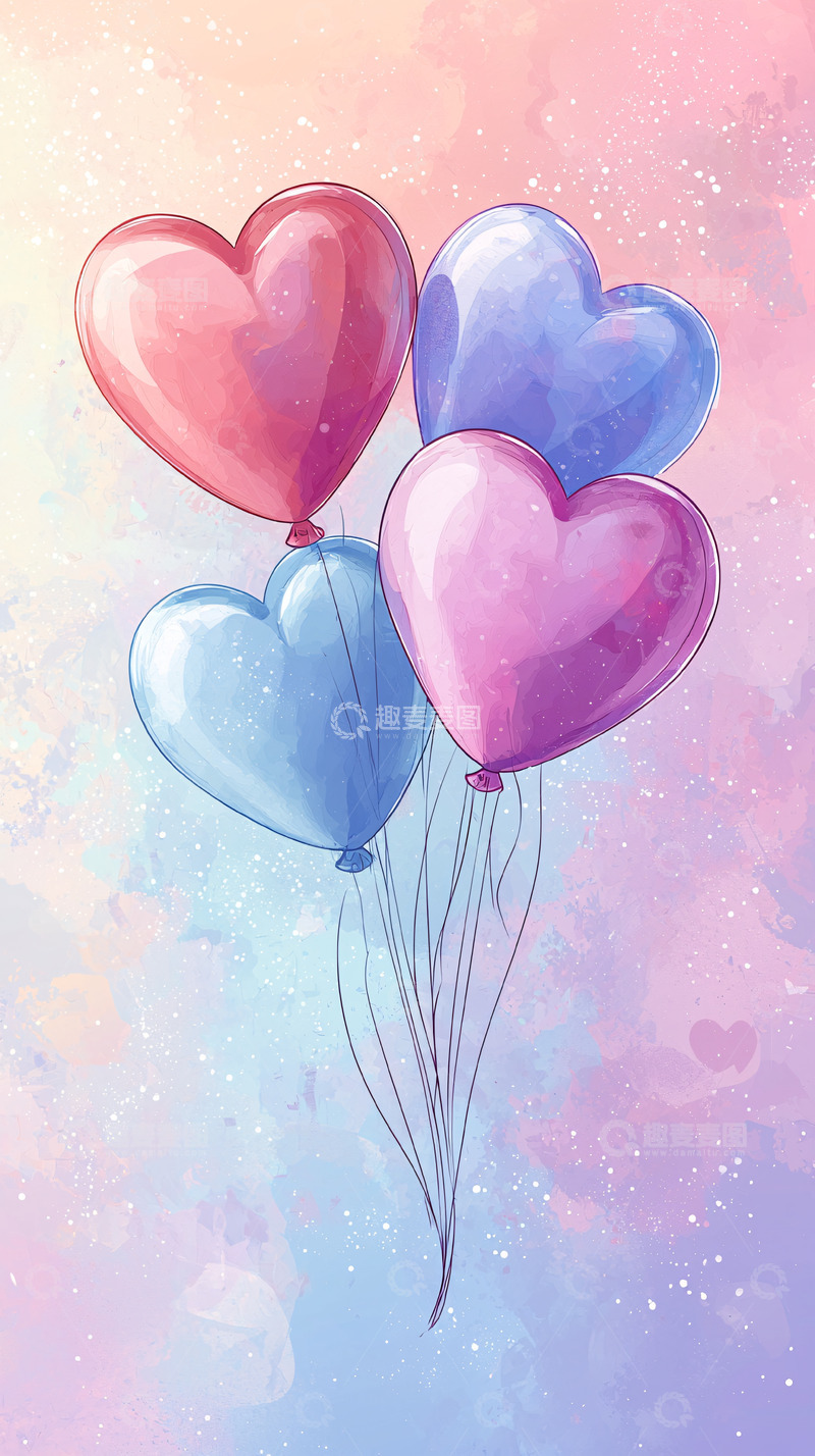 高清大图下载【趣麦麦图】粉色爱心气球