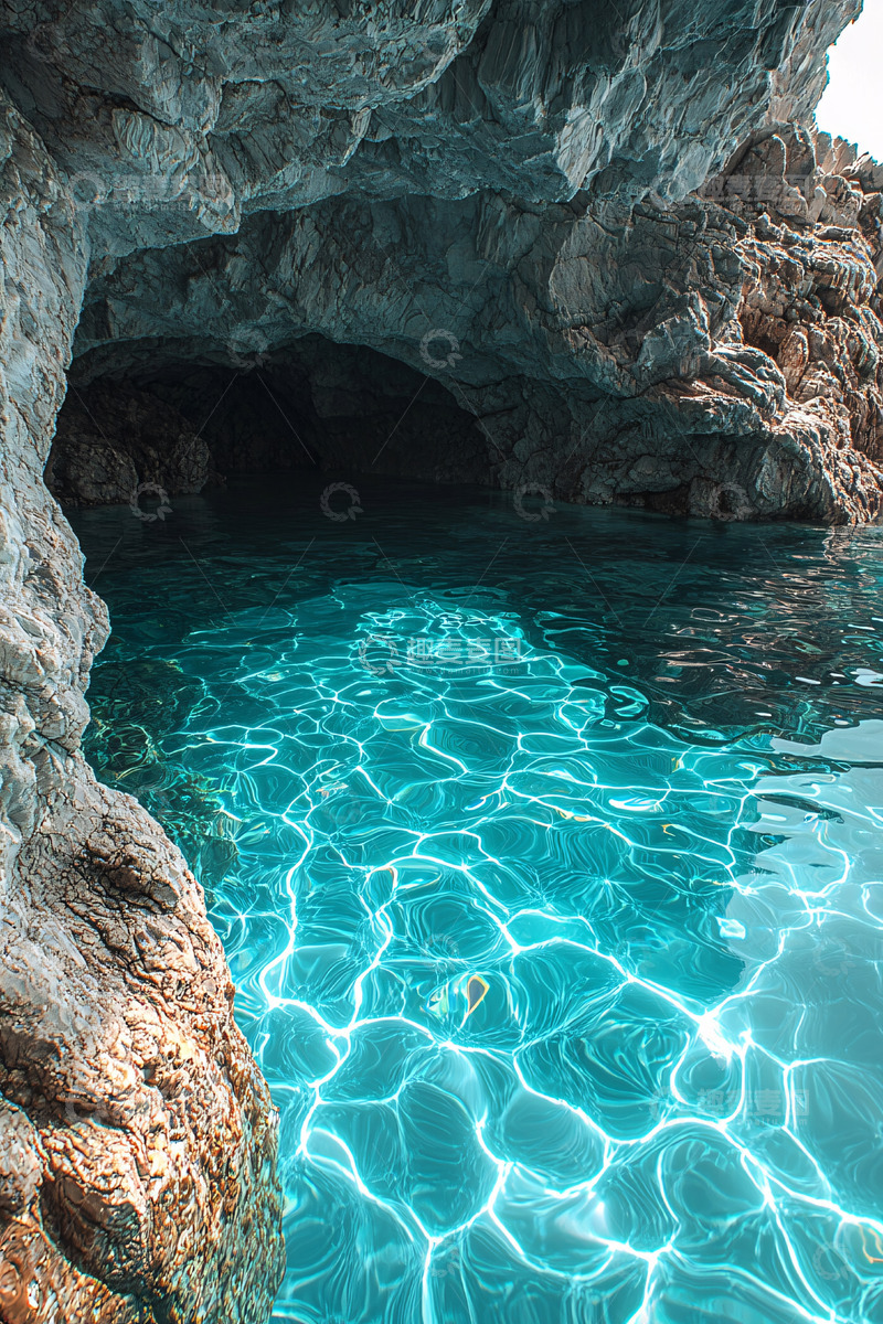 高清大图下载【趣麦麦图】海边神秘的蓝色岩洞