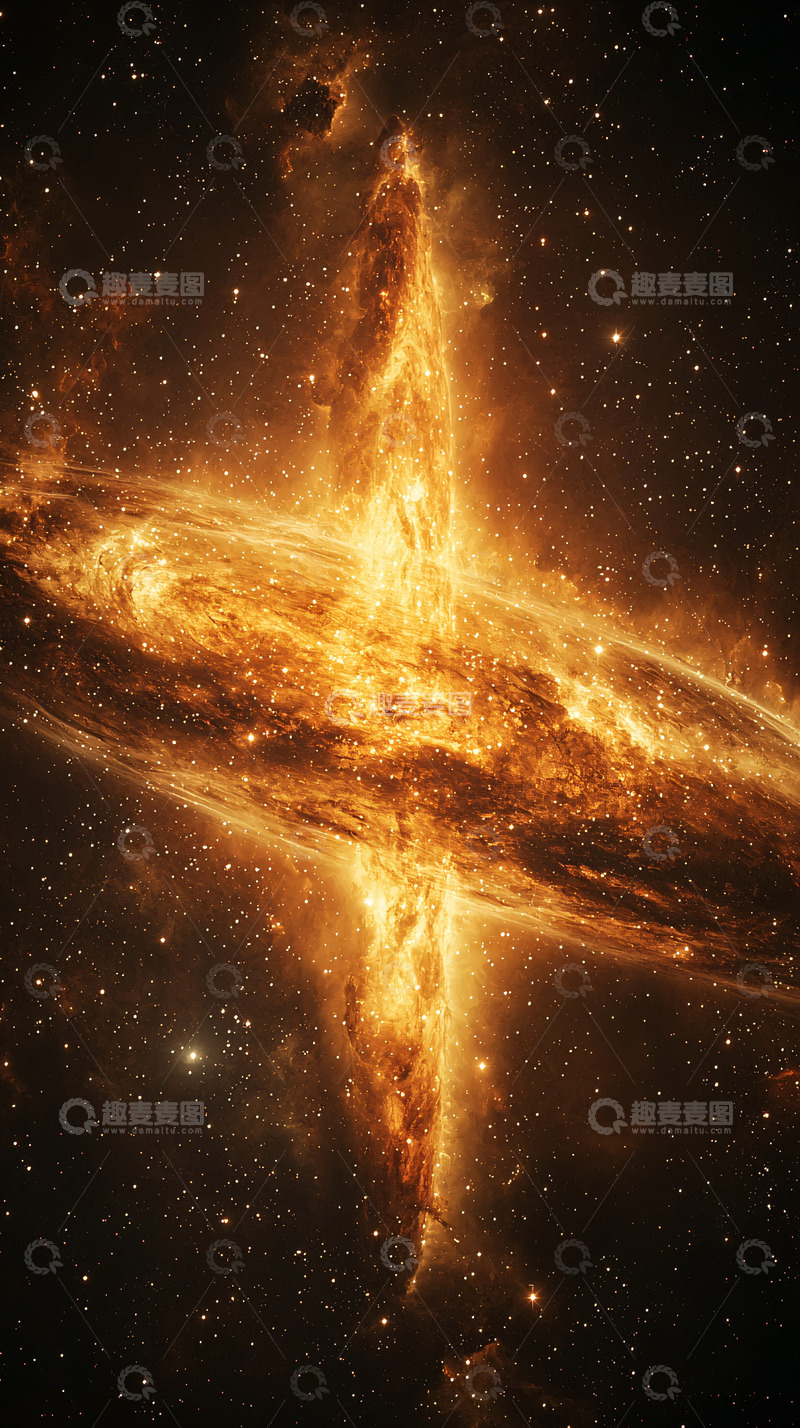 高清大图下载【趣麦麦图】宇宙星云金色火焰