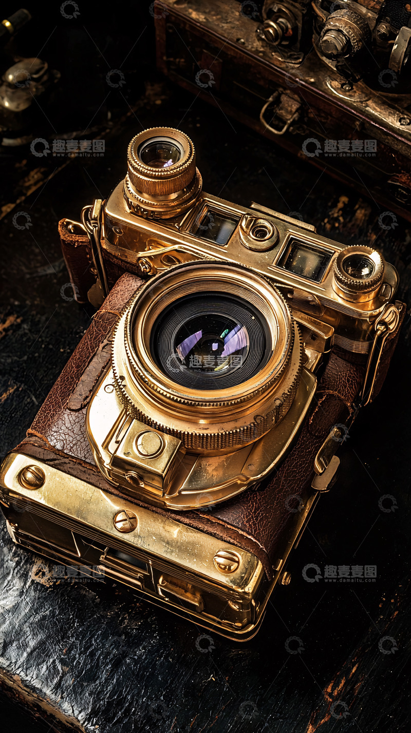 高清大图下载【趣麦麦图】复古金色怀旧相机