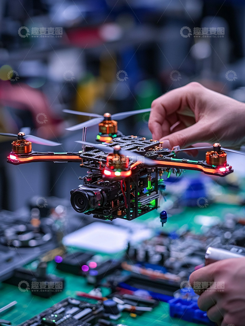 高清大图下载【趣麦麦图】无人机组装调试特写