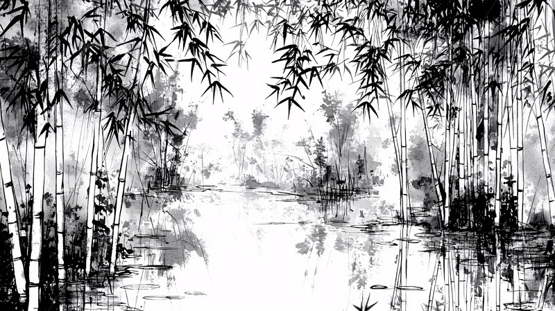高清大图下载【趣麦麦图】水墨画竹林