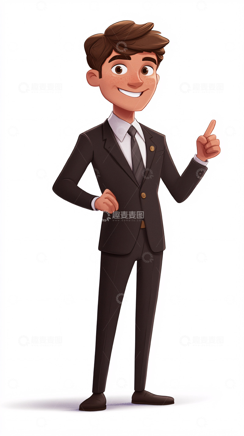高清大图下载【趣麦麦图】卡通商务男士