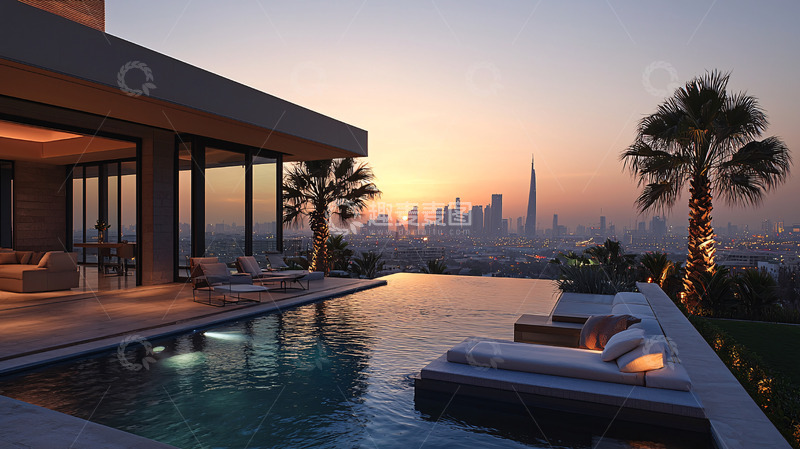 高清大图下载【趣麦麦图】迪拜豪宅夜景