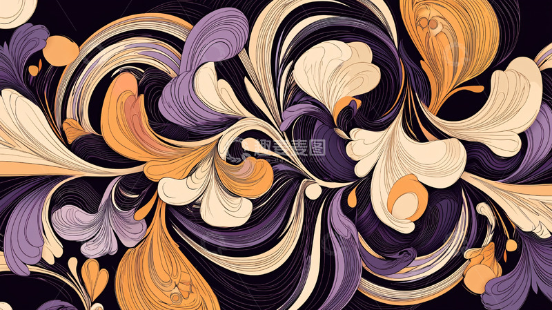 高清大图下载【趣麦麦图】抽象漩涡花纹图案