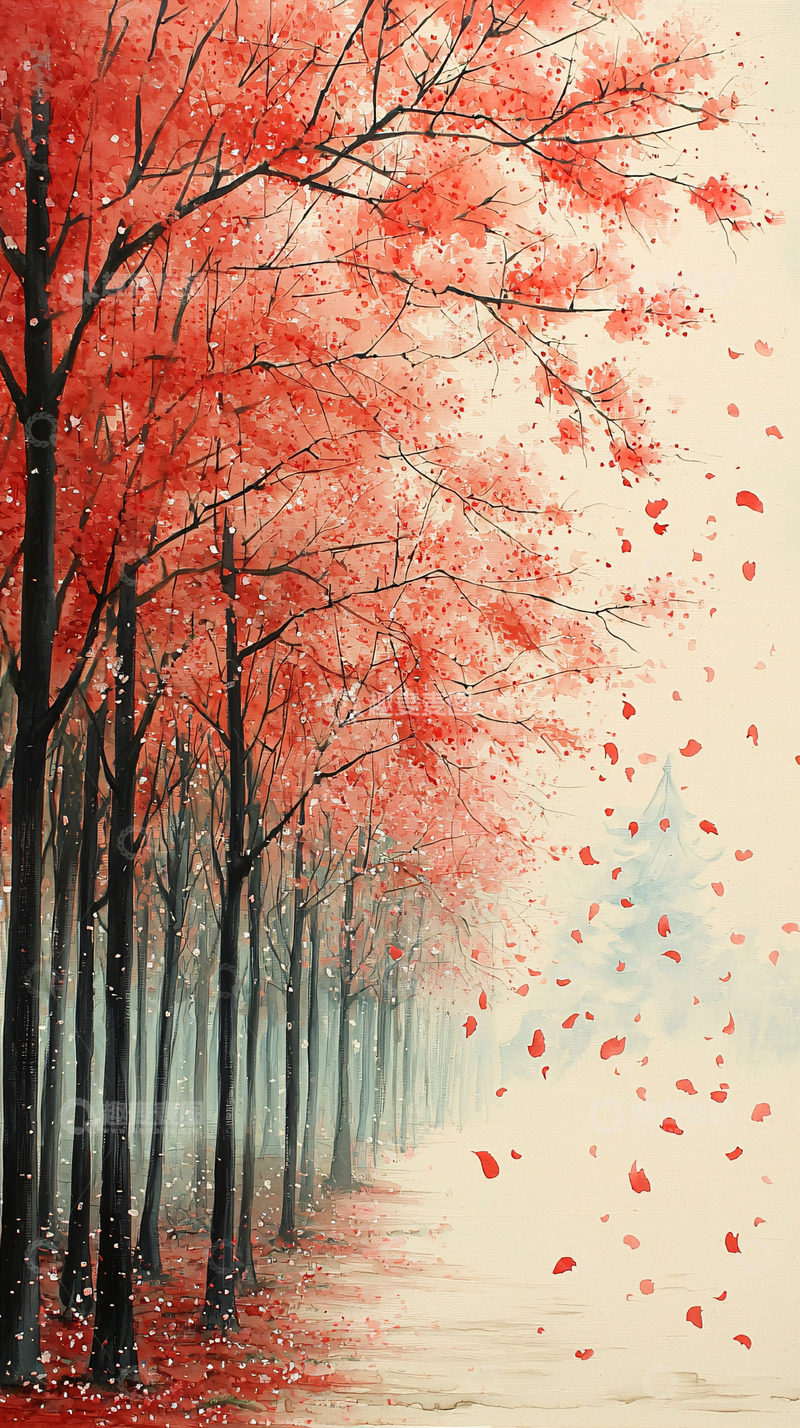 高清大图下载【趣麦麦图】红叶林道