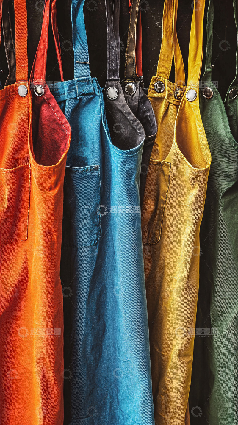 高清大图下载【趣麦麦图】彩色围裙挂墙上