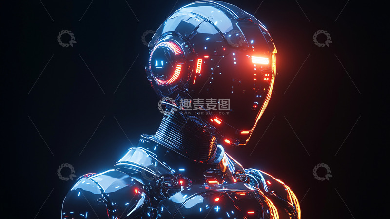 高清大图下载【趣麦麦图】未来主义机器人头部特写