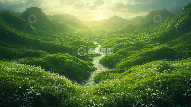 高清大图下载【趣麦麦图】绿色山谷河流