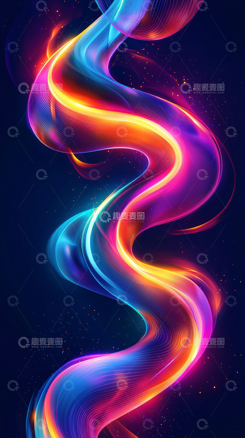 高清大图下载【趣麦麦图】炫彩光效流体线条