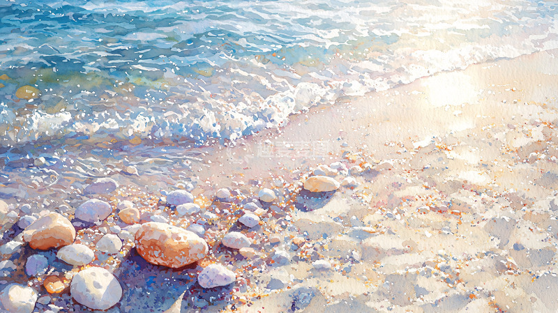 高清大图下载【趣麦麦图】阳光沙滩海浪的唯美画面