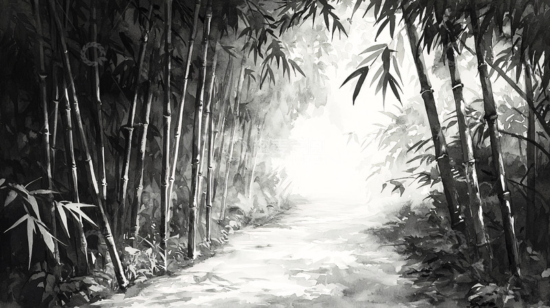 高清大图下载【趣麦麦图】竹林小路通向光明