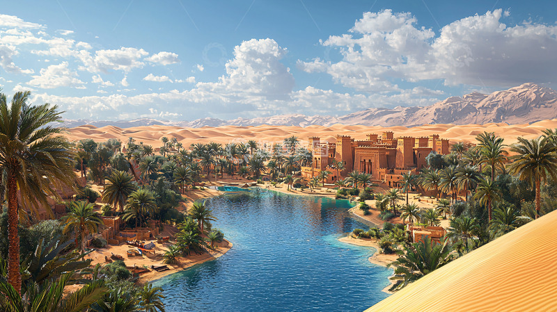 高清大图下载【趣麦麦图】沙漠绿洲