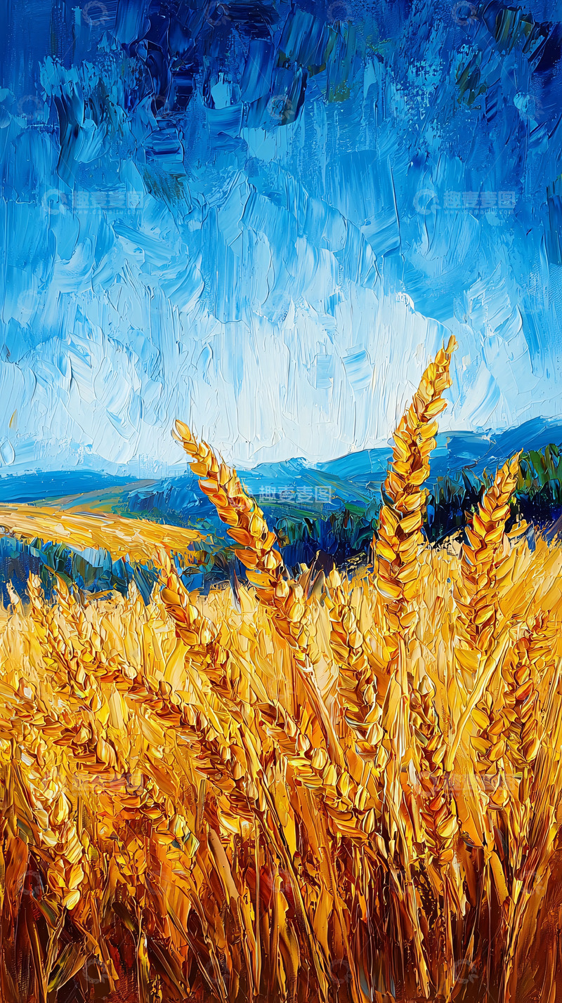 高清大图下载【趣麦麦图】金色麦田油画