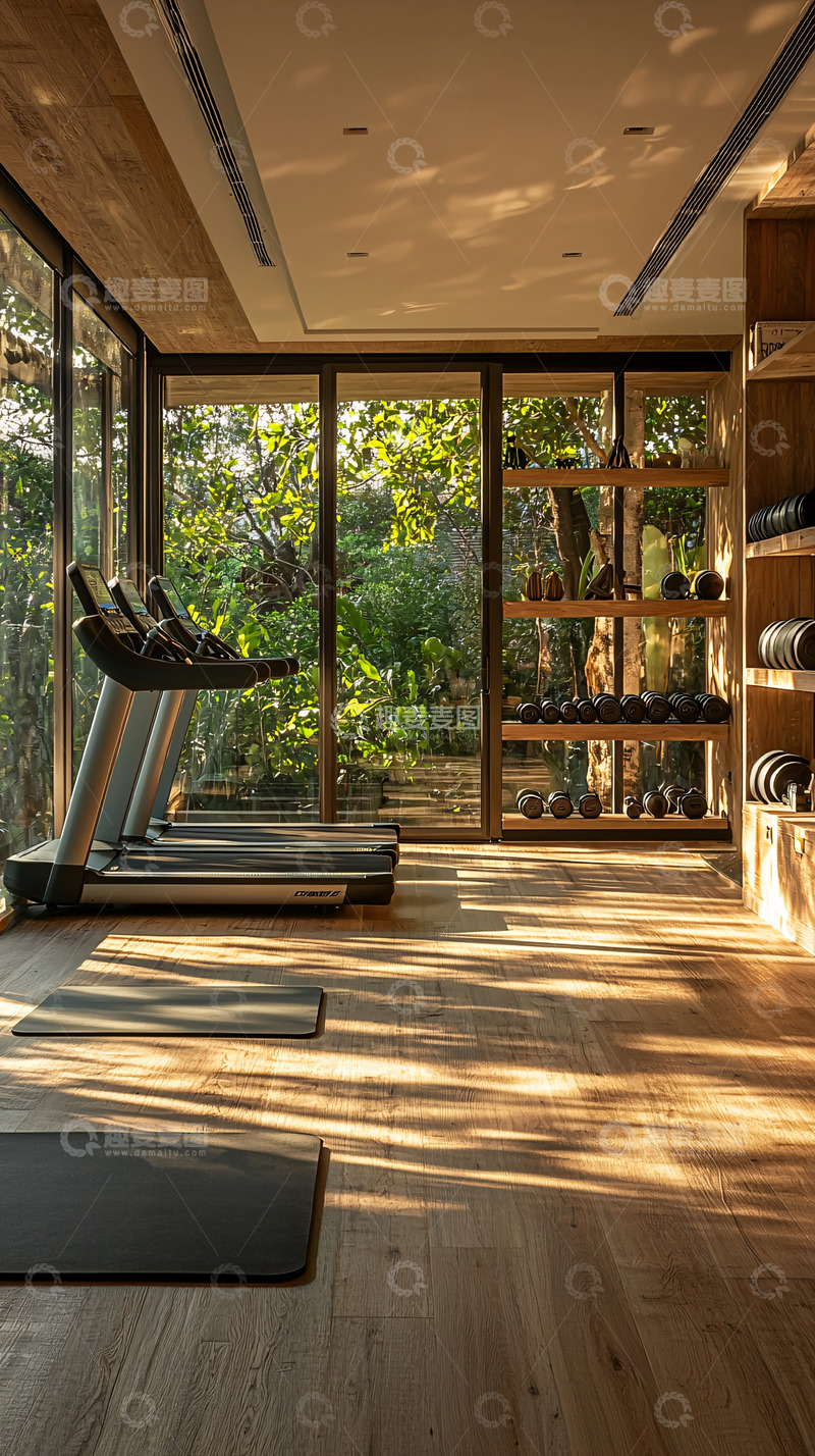 高清大图下载【趣麦麦图】自然光照耀下的健身房