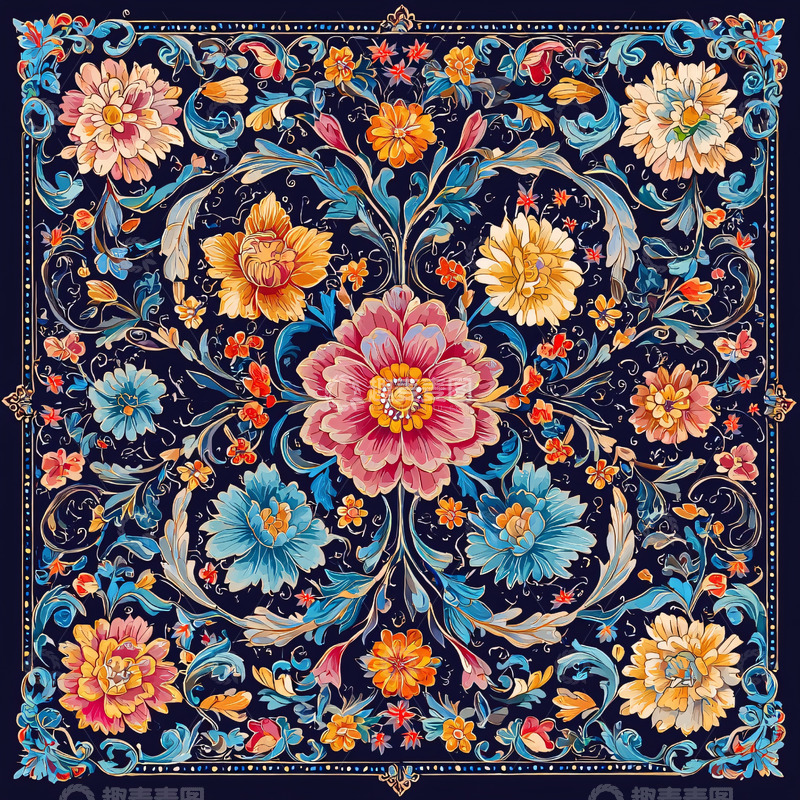 高清大图下载【趣麦麦图】华丽花卉图案