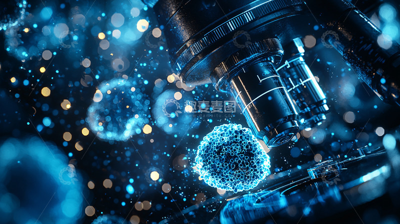 高清大图下载【趣麦麦图】显微镜下的蓝色细胞