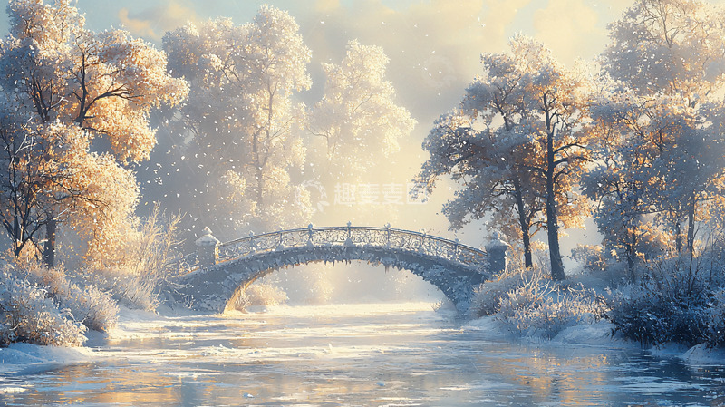 高清大图下载【趣麦麦图】冬日雪景桥梁风景