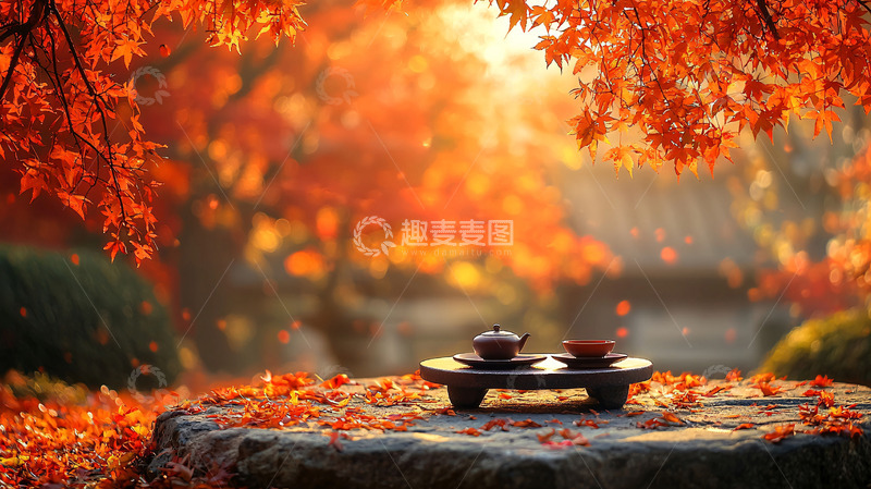 高清大图下载【趣麦麦图】秋日暖阳下的茶席