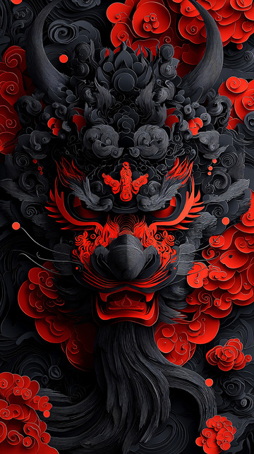 黑红中国龙立体浮雕