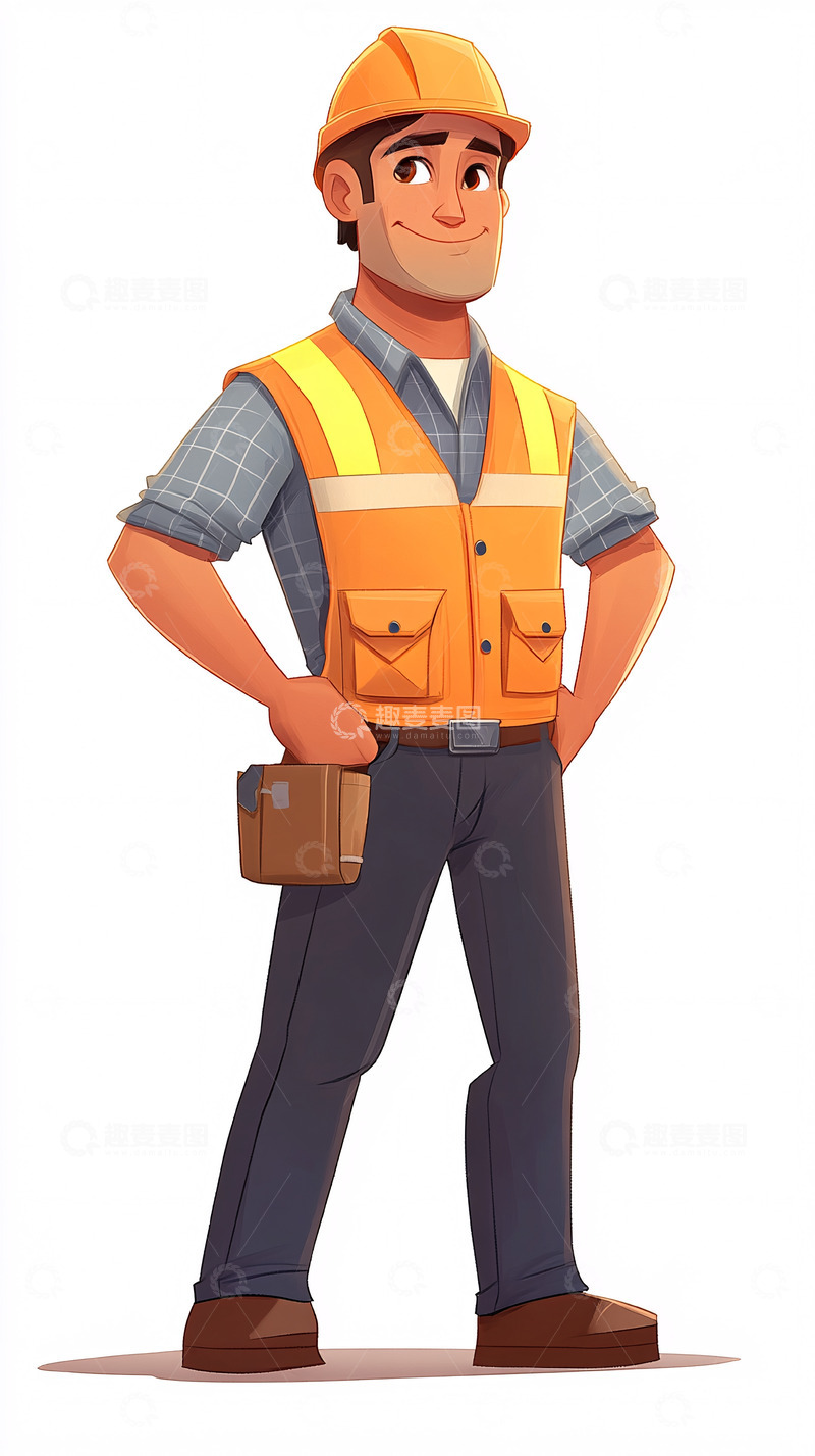 高清大图下载【趣麦麦图】卡通建筑工人