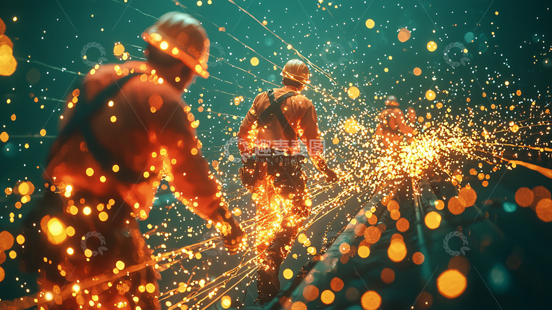 高清大图下载【趣麦麦图】光影粒子工人