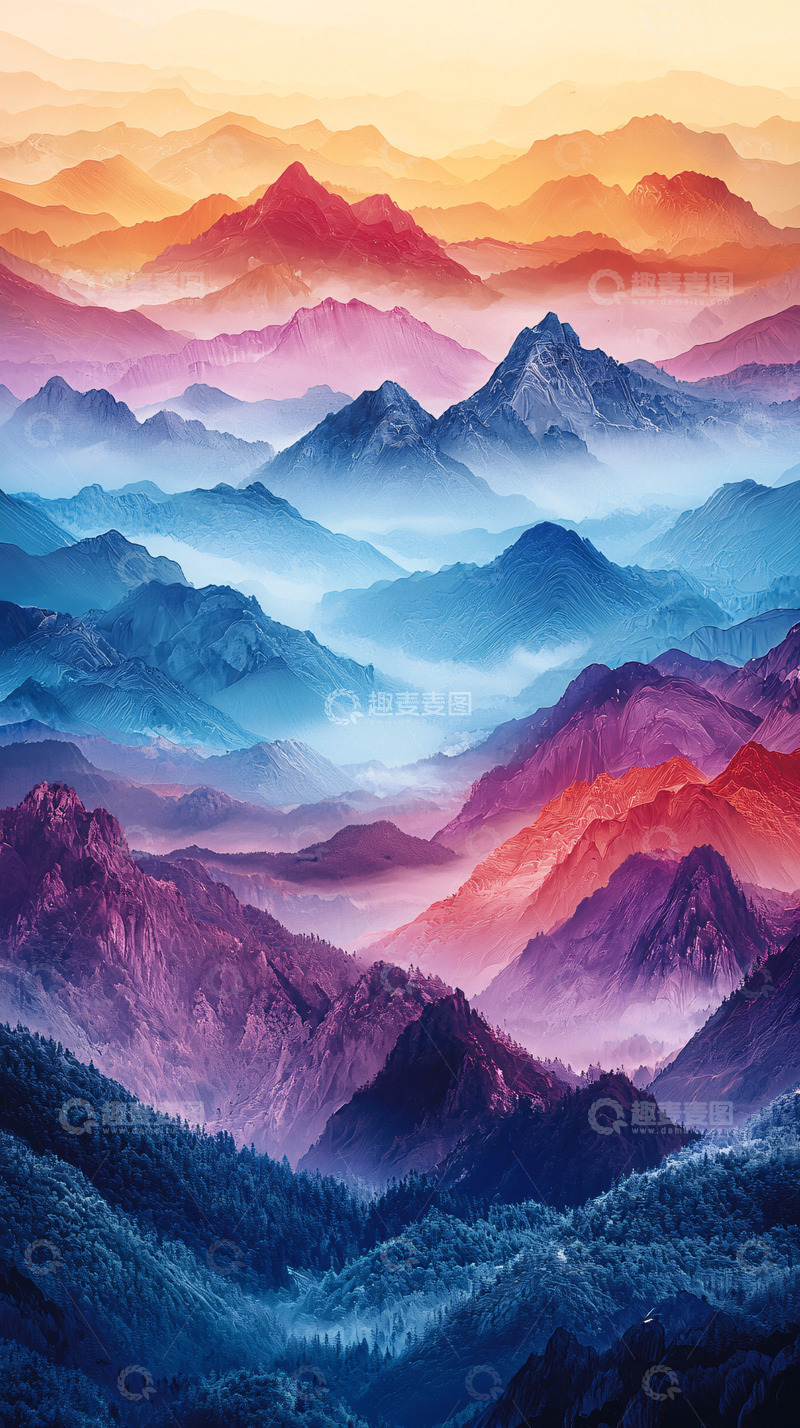 高清大图下载【趣麦麦图】彩色山峦