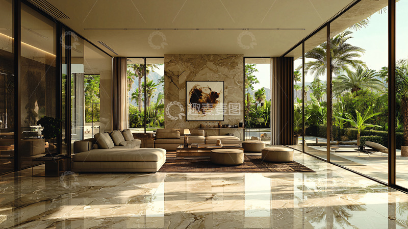 高清大图下载【趣麦麦图】现代奢华别墅客厅