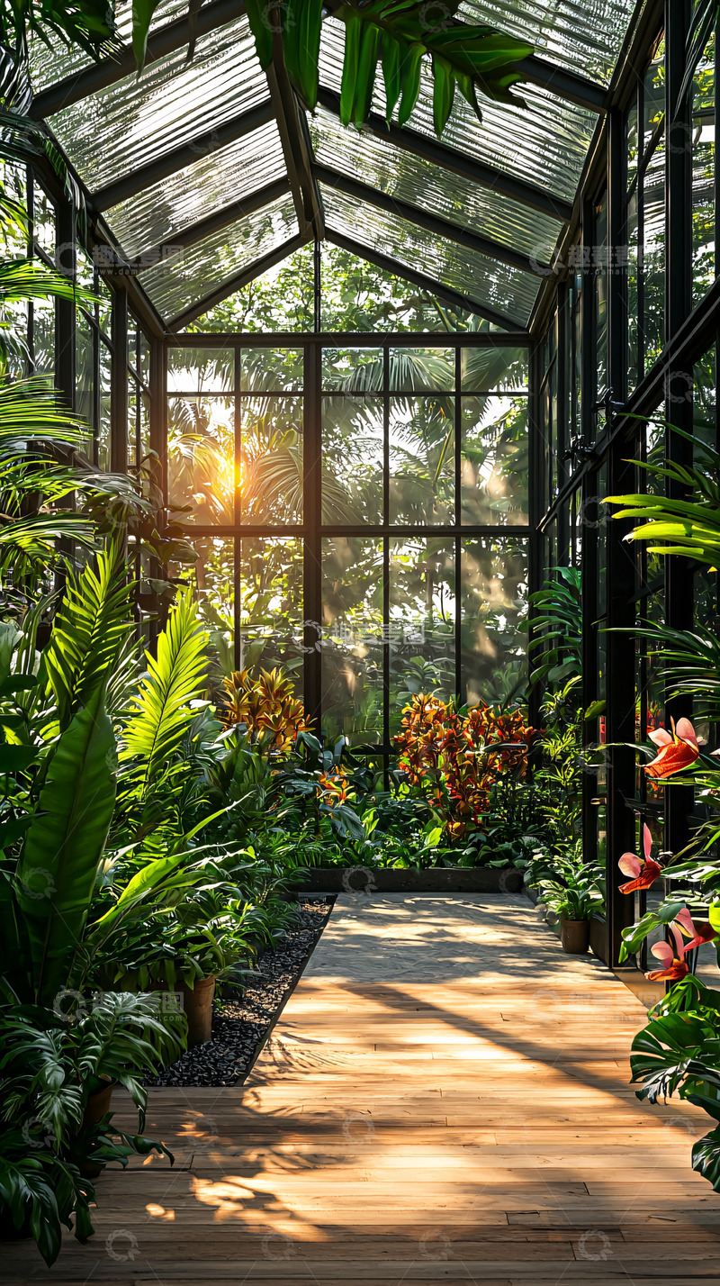 高清大图下载【趣麦麦图】阳光照进温室花园