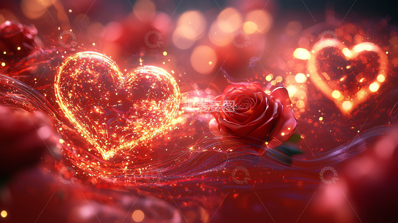 高清大图下载【趣麦麦图】火光爱心玫瑰花背景