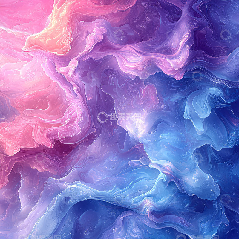 高清大图下载【趣麦麦图】粉紫蓝交织的梦幻云彩