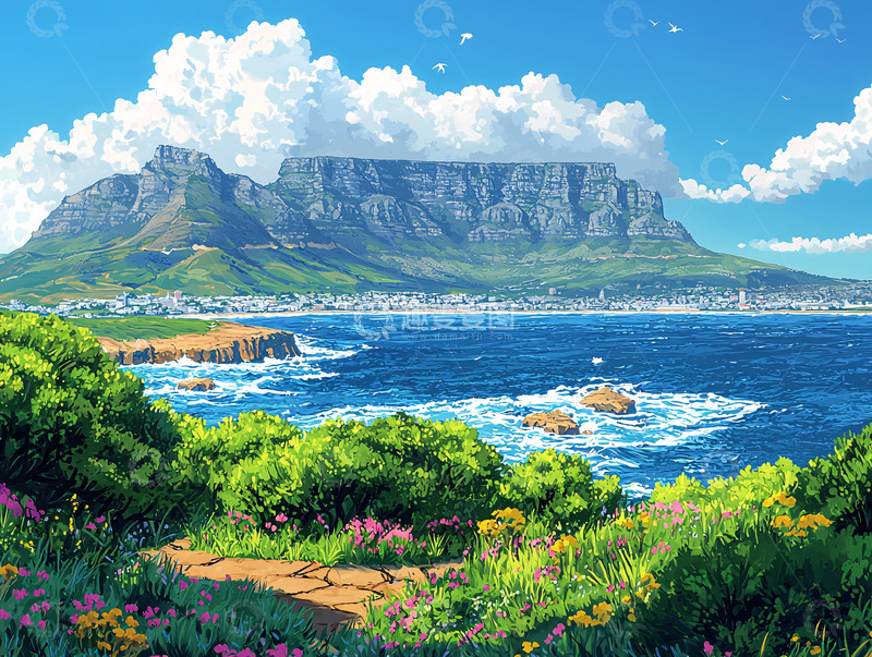 高清大图下载【趣麦麦图】-桌山海景图