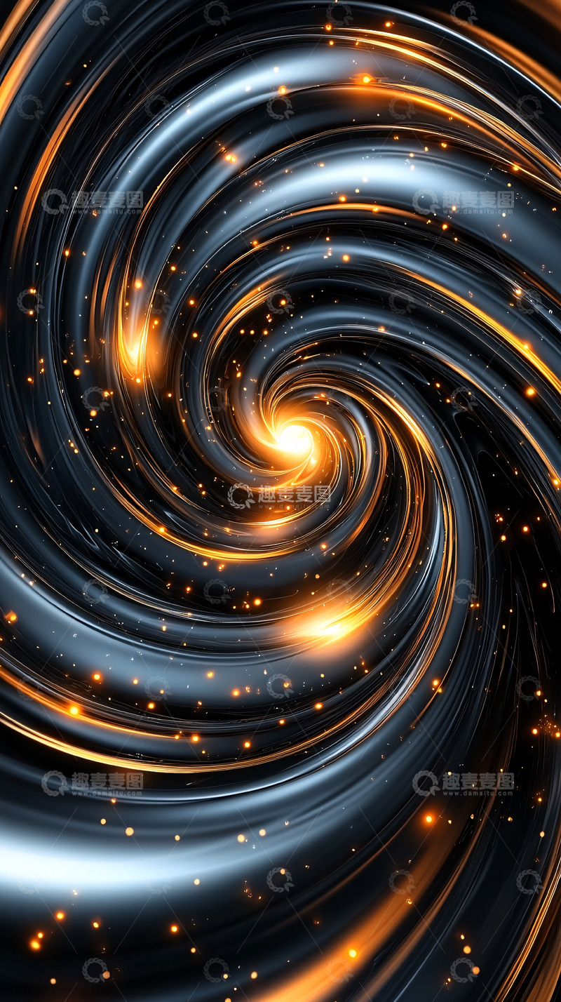 高清大图下载【趣麦麦图】金色光芒的黑色漩涡