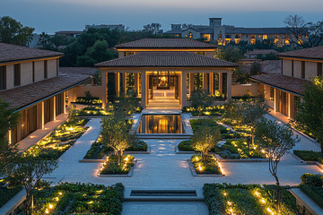 酒店夜景鸟瞰图