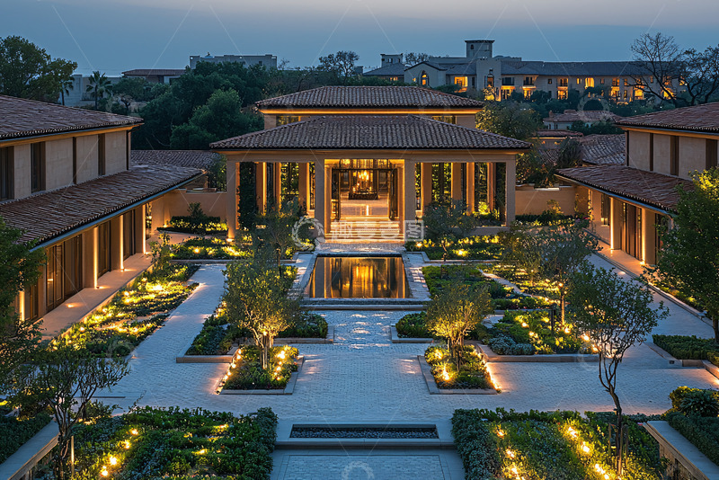 高清大图下载【趣麦麦图】酒店夜景鸟瞰图