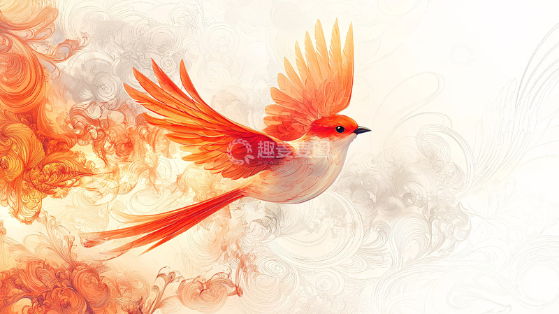 高清大图下载【趣麦麦图】飞翔的橙色小鸟