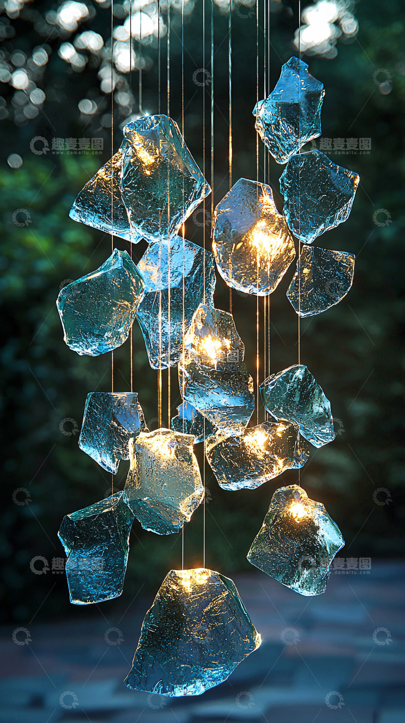 高清大图下载【趣麦麦图】晶莹剔透的玻璃风铃