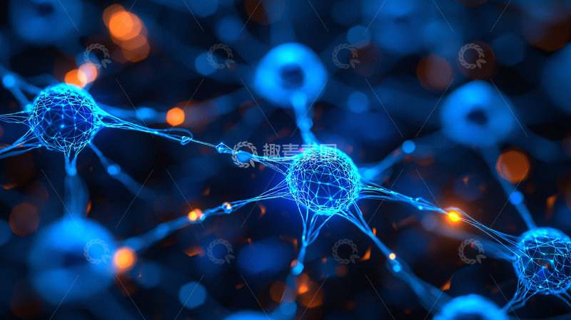 高清大图下载【趣麦麦图】蓝色神经元网络连接