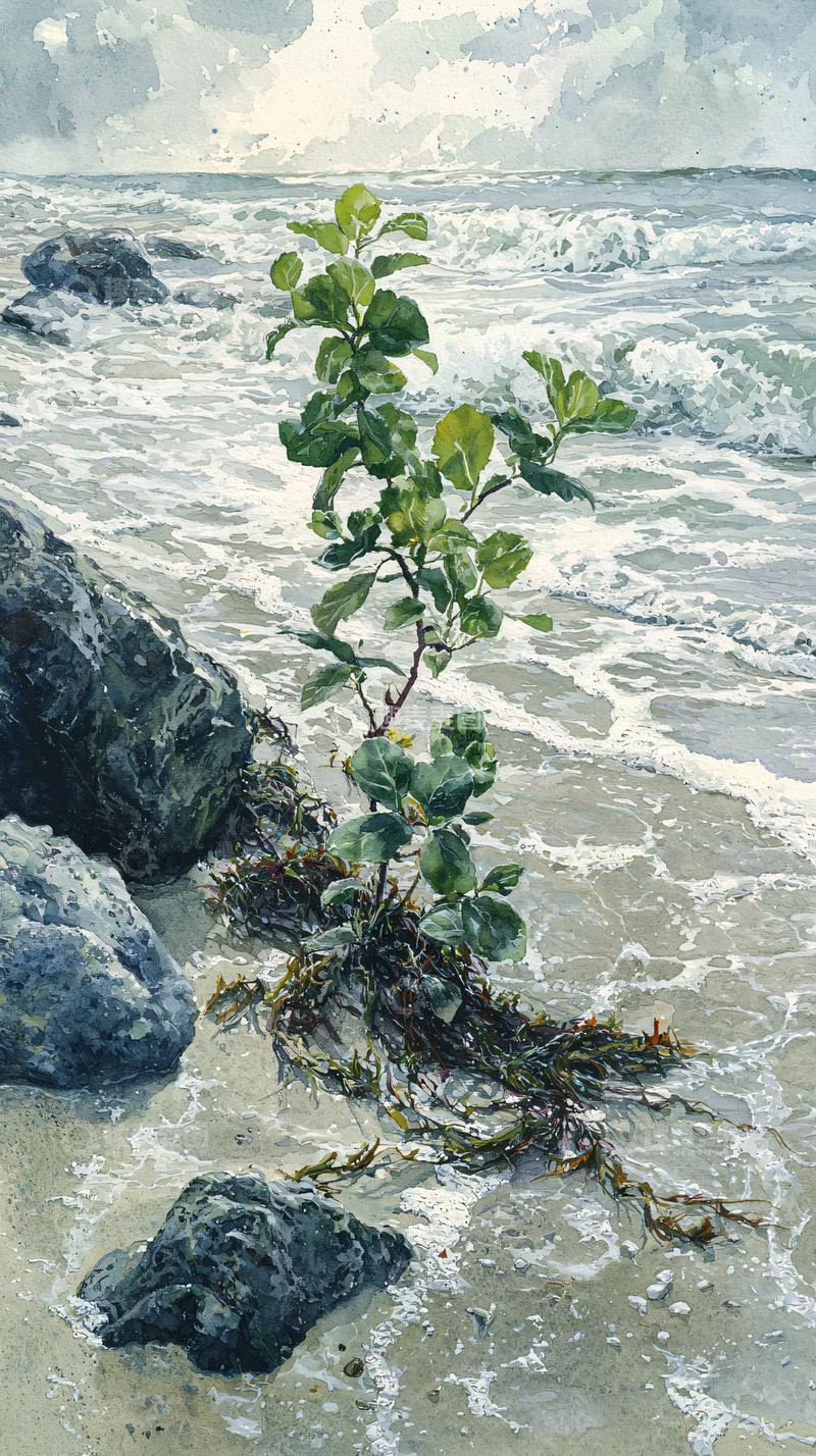 高清大图下载【趣麦麦图】海边植物顽强生长