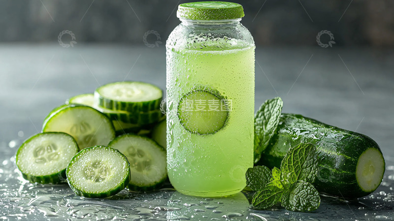 高清大图下载【趣麦麦图】清凉解暑黄瓜汁饮品