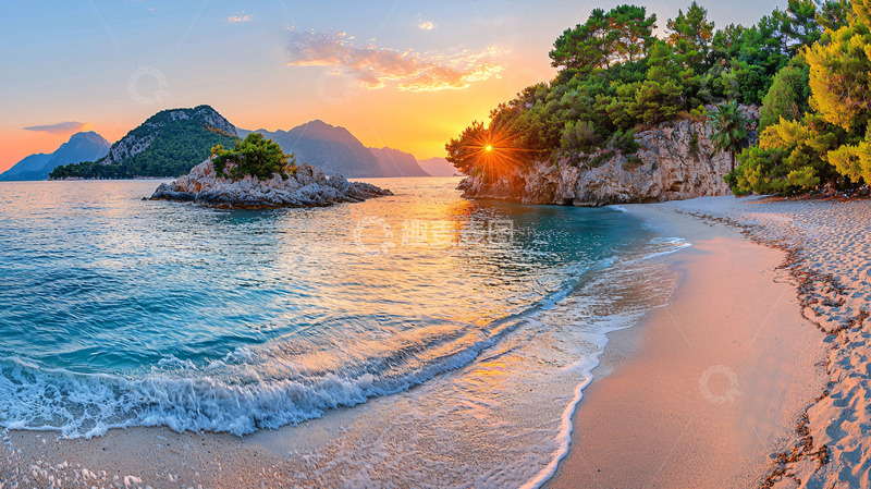 高清大图下载【趣麦麦图】海滩日落美景